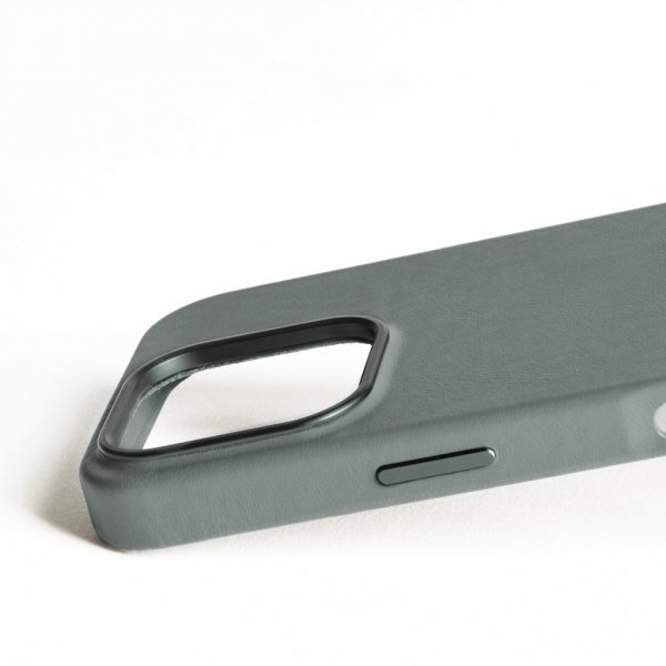 Mujjo iPhone 16 Pro Skal Full Leather Case Green Smoke
