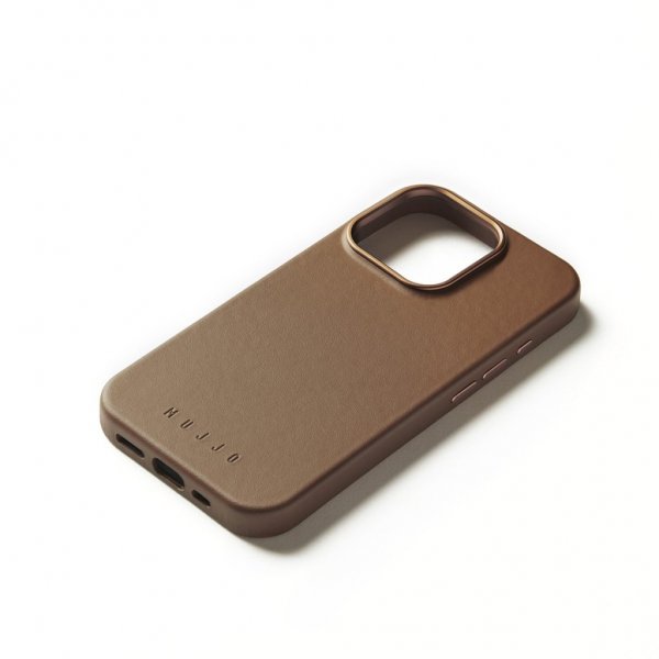 Mujjo iPhone 16 Pro Skal Full Leather Case Dark Tan
