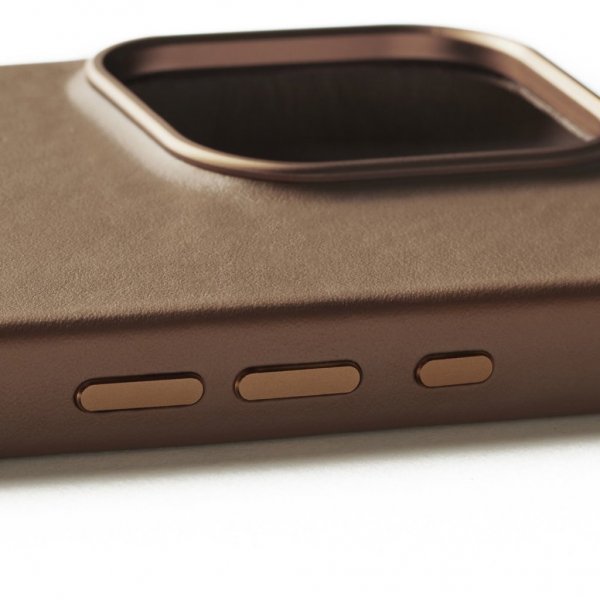 Mujjo iPhone 16 Pro Skal Full Leather Case Dark Tan