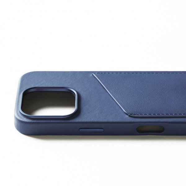 Mujjo iPhone 16 Pro Skal Full Leather Wallet Case Monaco Blue