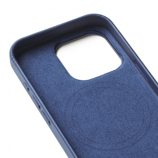 Mujjo iPhone 16 Pro Skal Full Leather Wallet Case Monaco Blue
