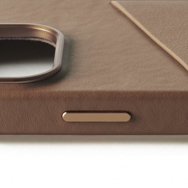 Mujjo iPhone 16 Pro Skal Full Leather Wallet Case Dark Tan