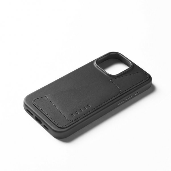 Mujjo iPhone 16 Pro Max Skal Full Leather Wallet Case Svart