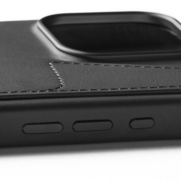 Mujjo iPhone 16 Pro Max Skal Full Leather Wallet Case Svart