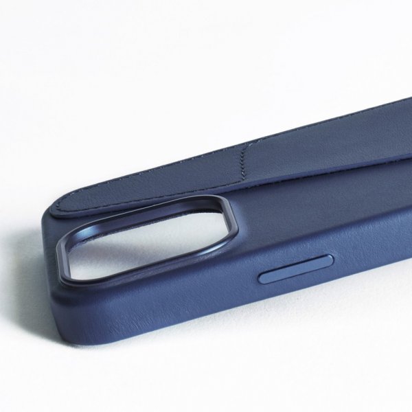 Mujjo iPhone 16 Pro Max Skal Full Leather Wallet Case Monaco Blue