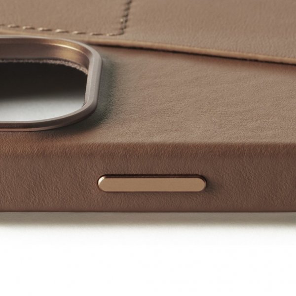 Mujjo iPhone 16 Pro Max Skal Full Leather Wallet Case Dark Tan