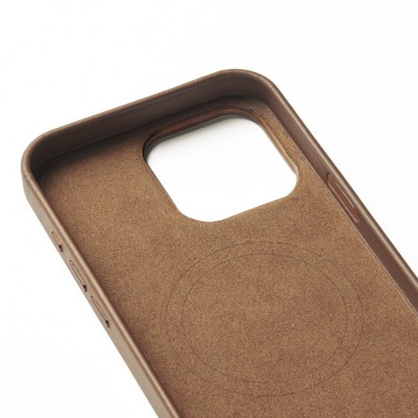 Mujjo iPhone 16 Pro Max Skal Full Leather Wallet Case Dark Tan
