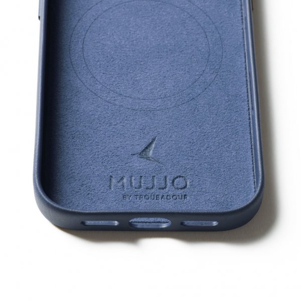 Mujjo iPhone 17 Pro Skal Full Leather Case MagSafe Monaco Blue