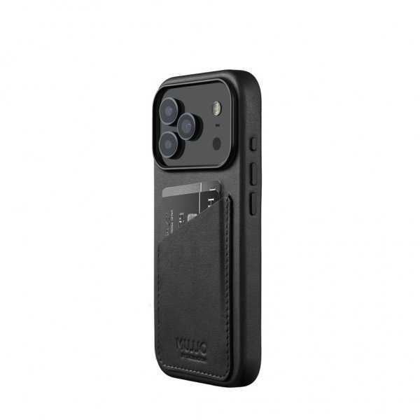 Mujjo iPhone 17 Pro Skal Full Leather Wallet Case MagSafe Svart
