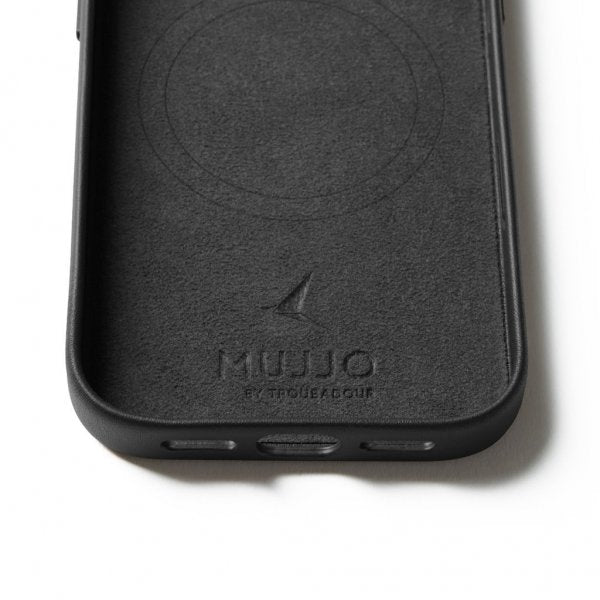 Mujjo iPhone 17 Pro Skal Full Leather Wallet Case MagSafe Svart
