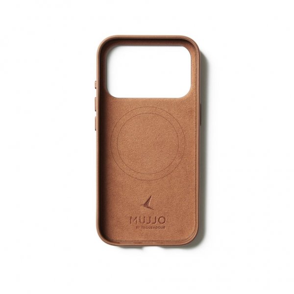 Mujjo iPhone 17 Pro Skal Full Leather Wallet Case MagSafe Tan