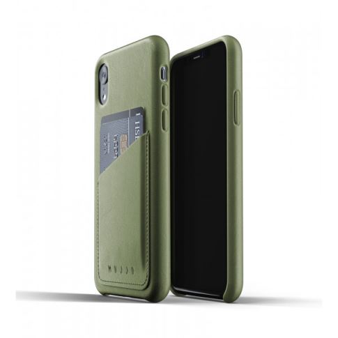 Mujjo iPhone Xr Skal Full Leather Wallet Case Olive