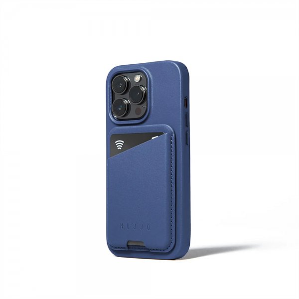 Mujjo Korthållare Full Leather Magnetic Wallet Monaco Blue