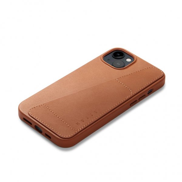 Mujjo iPhone 14 Plus Skal Full Leather Wallet Case Monaco Blue
