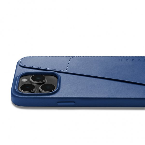 Mujjo iPhone 14 Pro Max Skal Full Leather Wallet Case Monaco Blue