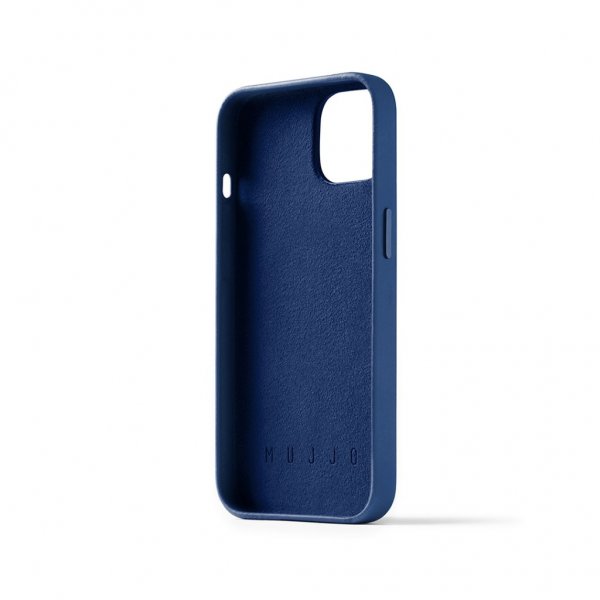 Mujjo iPhone 14 Skal Full Leather Wallet Case Monaco Blue
