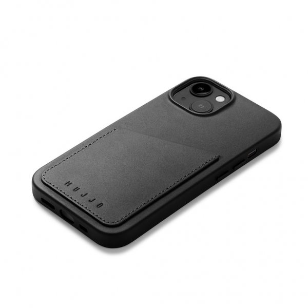 Mujjo iPhone 14 Skal Full Leather Wallet Case Monaco Blue