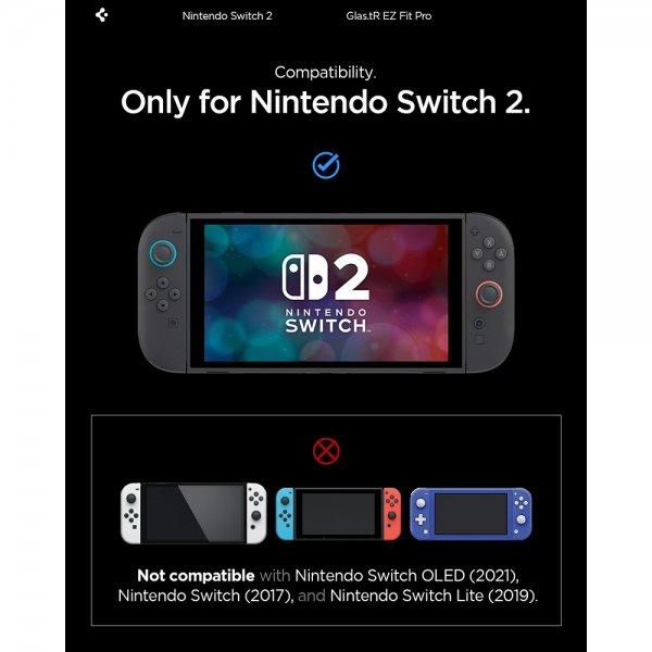 Spigen Nintendo Switch 2 Skärmskydd GLAS.tR EZ Fit Pro 2-pack