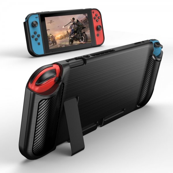 Nintendo Switch Skal Borstad Kolfibertextur Svart