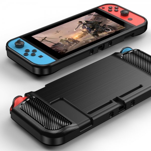 Nintendo Switch Skal Borstad Kolfibertextur Svart