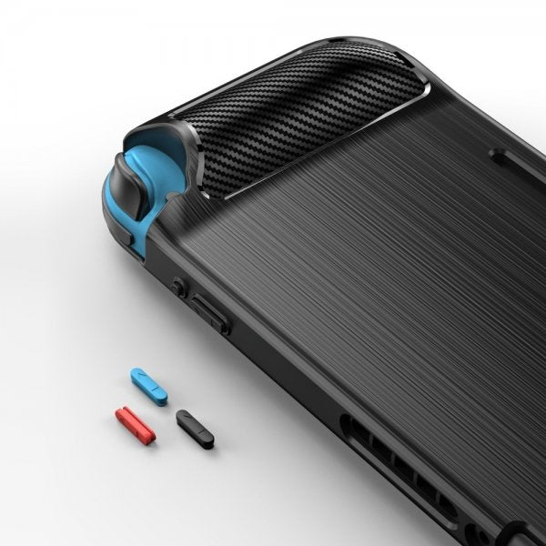 Nintendo Switch Skal Borstad Kolfibertextur Svart