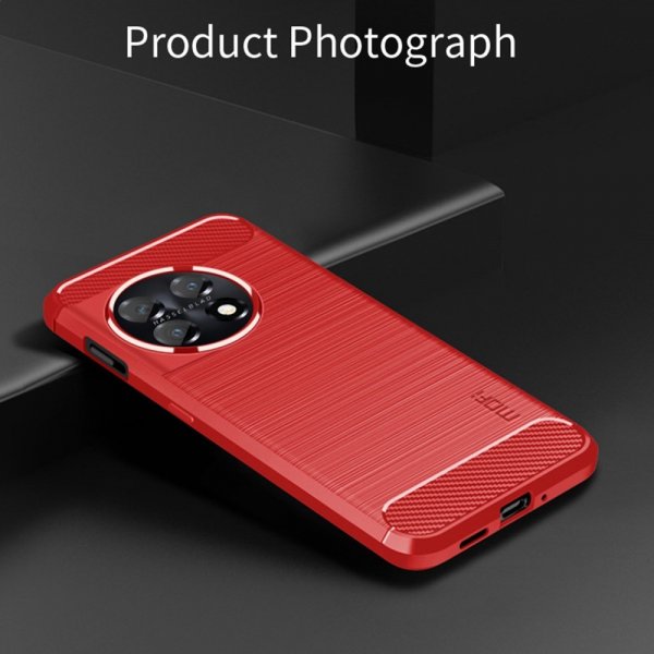 Mofi OnePlus 11 Skal Borstad Kolfibertextur Röd