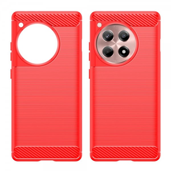 OnePlus 12R Skal Borstad Kolfibertextur Röd