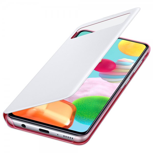 Samsung Original Galaxy A41 Fodral Smart S View Wallet Cover Vit