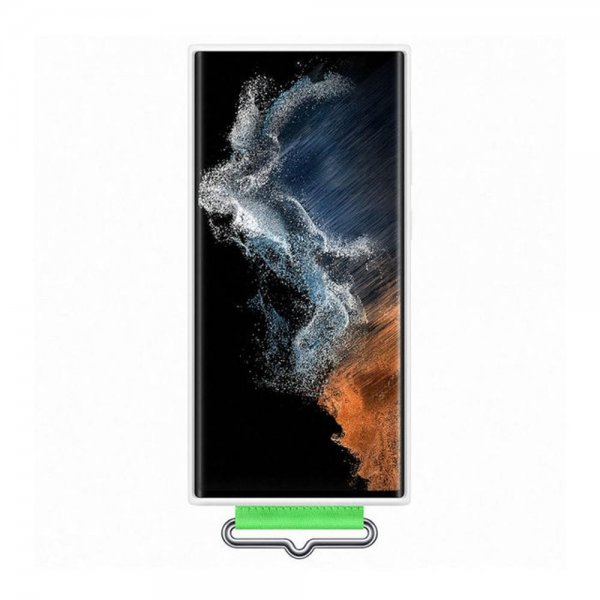 Samsung Original Galaxy S22 Ultra Skal Silicone Cover with Strap Vit