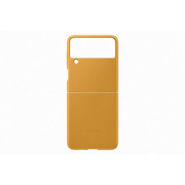 Samsung Original Galaxy Z Flip 3 Skal Leather Cover Mustard