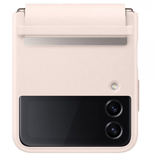 Samsung Original Galaxy Z Flip 4 Skal Flap Leather Cover Peach