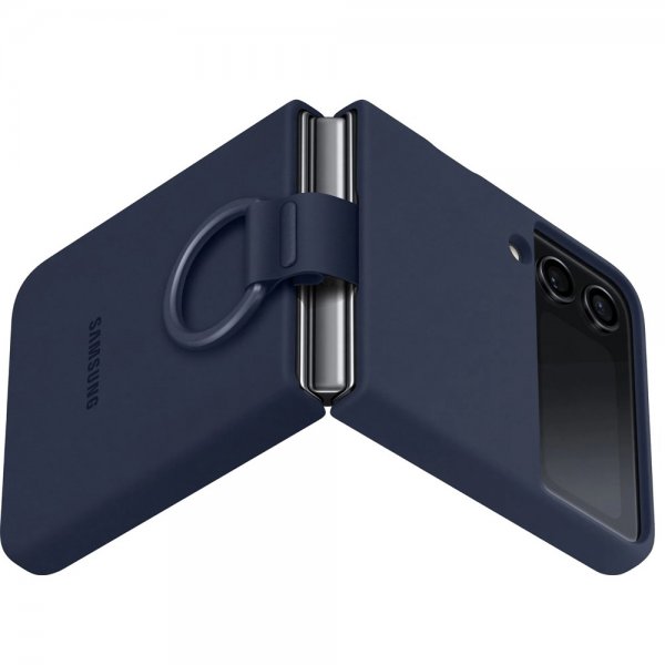 Samsung Original Galaxy Z Flip 4 Skal Silicone Cover with Ring Navy