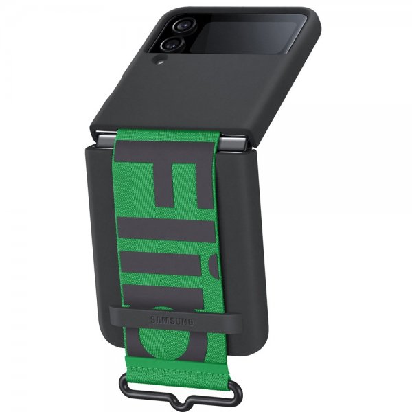 Samsung Original Galaxy Z Flip 4 Skal Silicone Cover with Strap Svart