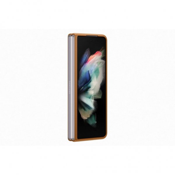 Samsung Original Galaxy Z Fold3 Skal Leather Cover Camel