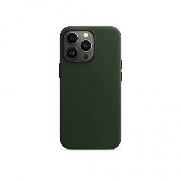 Apple Original iPhone 13 Pro Skal Leather Case MagSafe Sequoiagrön