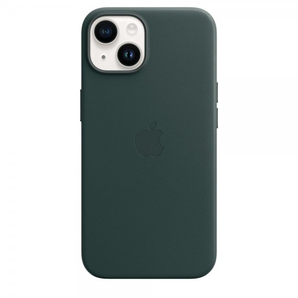 Apple Original iPhone 14 Plus Skal Leather Case MagSafe Skogsgrön