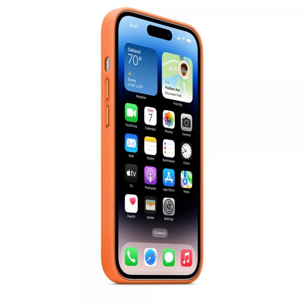 Apple Original iPhone 14 Pro Skal Leather Case MagSafe Orange