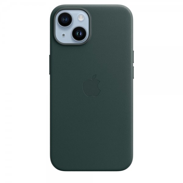 Apple Original iPhone 14 Skal Leather Case MagSafe Skogsgrön