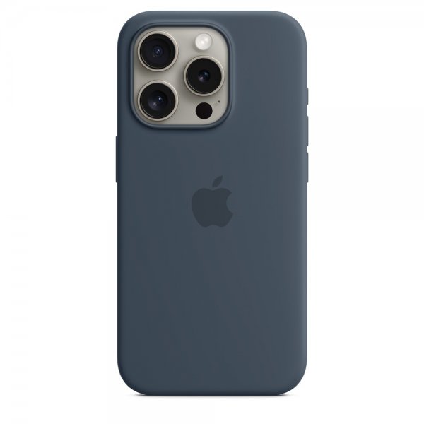Apple Original iPhone 15 Pro Skal Silikon MagSafe Stormblå