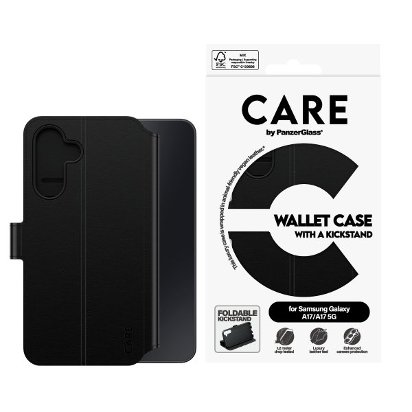 CARE by PanzerGlass Samsung Galaxy A17 Fodral Wallet Kickstand Svart