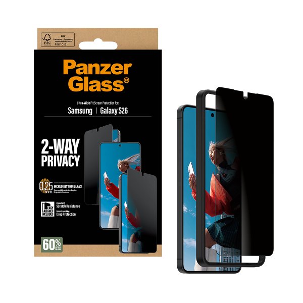 PanzerGlass Samsung Galaxy S26 Skärmskydd Ultra-Wide Fit Privacy EasyAligner