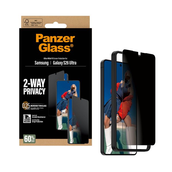 PanzerGlass Samsung Galaxy S26 Ultra Skärmskydd Ultra-Wide Fit Privacy EasyAligner
