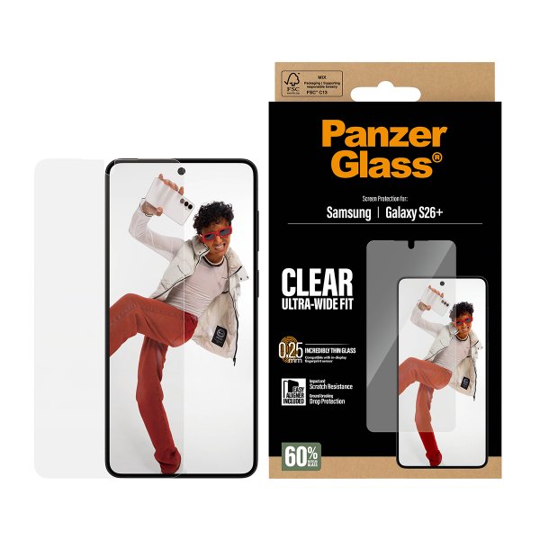 PanzerGlass Samsung Galaxy S26 Plus Skärmskydd Ultra-Wide Fit EasyAligner