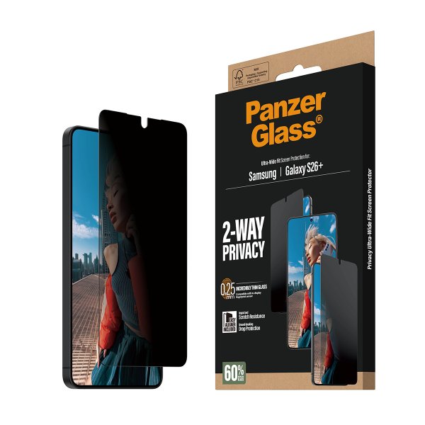 PanzerGlass Samsung Galaxy S26 Plus Skärmskydd Ultra-Wide Fit Privacy EasyAligner