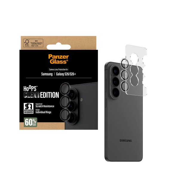 PanzerGlass Samsung Galaxy S26/S26 Plus Kameraskydd Hoops Transparent