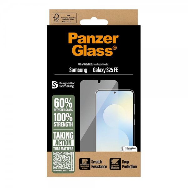 PanzerGlass Samsung Galaxy S25 FE Skärmskydd Ultra-Wide Fit EasyAligner
