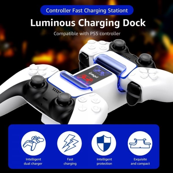 Ipega PlayStation 5 Kontroller Dubbel Laddningsstation