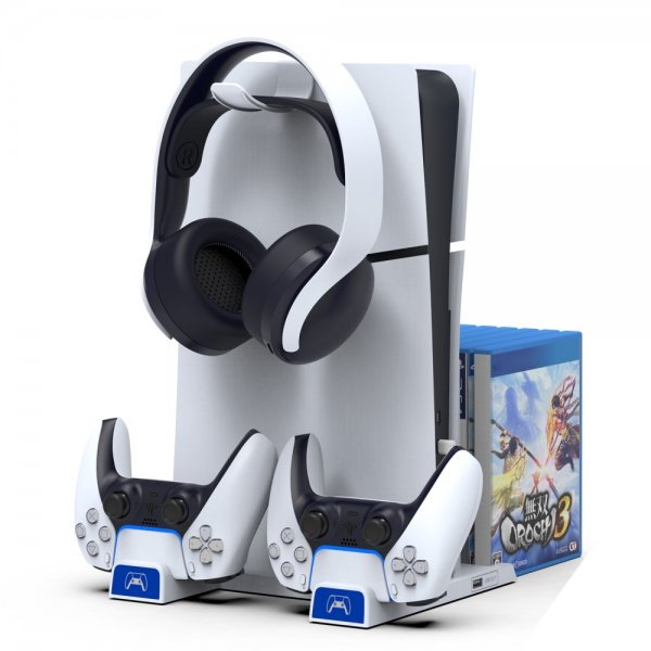 Ipega PS5/PS5 Slim Dockningsstation Kylningsfläkt Kontrolladdning Spelförvaring