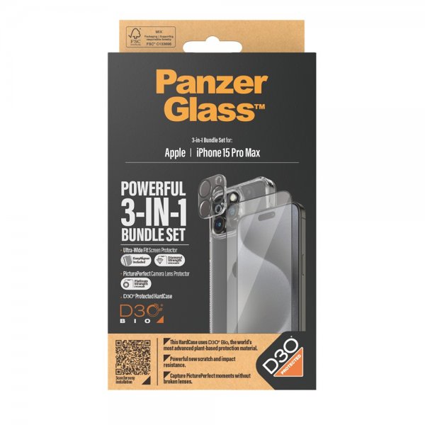 PanzerGlass iPhone 15 Pro Max 3-in-1 Bundle Set