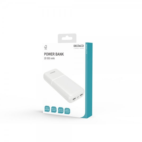 Deltaco Powerbank 20 000 mAh Vit